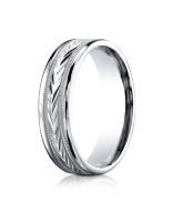 White Gold 6mm Comfort-Fit Harvest of Love Round Edge Carved Design Band