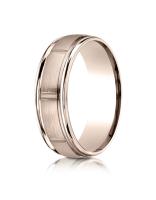 14k Rose Gold 7mm Comfort-Fit Satin-Finished 8 High Polished Center Cuts and Round Edge