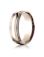 14k Rose Gold 75mm Comfort-Fit High Polished Double Round Edge Carved Design Band