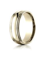 Yellow Gold 75mm Comfort-Fit High Polished Double Round Edge Carved Design Band