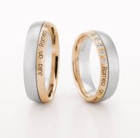 WEDDING RING ROSE AND WHITE GOLD WITH YOUR NAMES 6MM - RING ON LEFT
