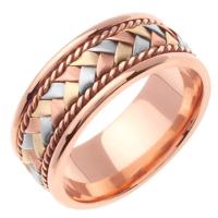 14KT WEDDING RING ROSE GOLD WITH TRI COLOR BRAID 85MM