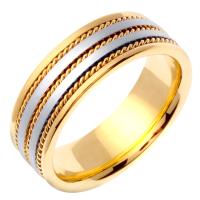 14KT WEDDING RING TWO TONE WITH TWISTS 7MM