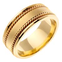 14KT WEDDING RING WITH SATIN CENTER AND BRIGHT EDGES 8MM
