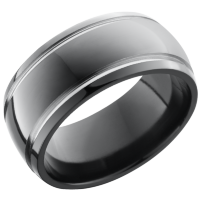 Zirconium 10mm domed band with 2, 1mm grooves