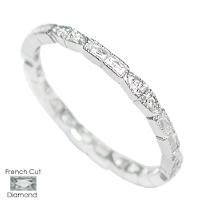 PLATINUM FRENCH CUT DIAMOND AND ROUNDS WEDDING RING 13MM