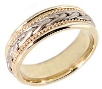 14 KT TWO TONE WEDDING RING WITH CENTER BRAID 7MM