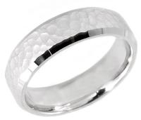 14 KT WEDDING RING WITH HAMMERED FINISH AND BRIGHT EDGES 7MM